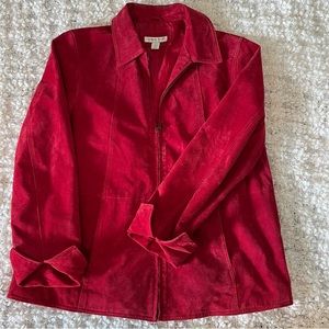 Lipstick Red Leather Suede Jacket Coat